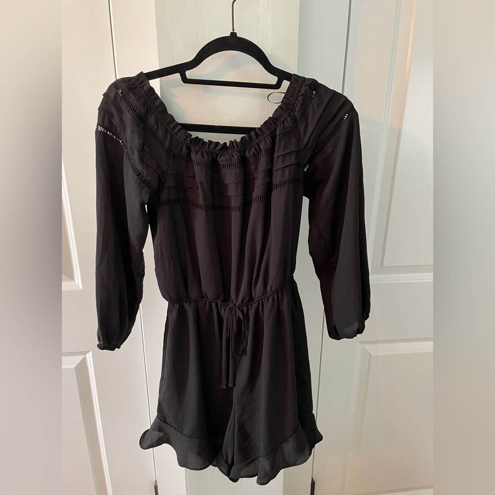 Off the shoulder black romper